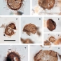 Multiple colour images of magnified brown rocks